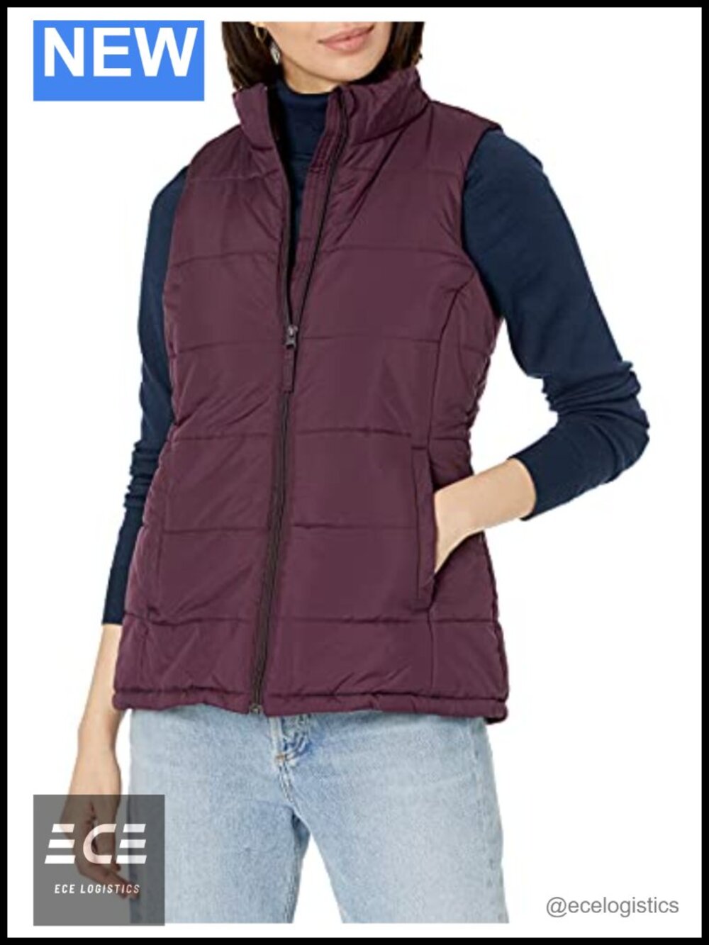 Women's Quilted Puffer Vest Midweight Zip Up Winter Outerwear